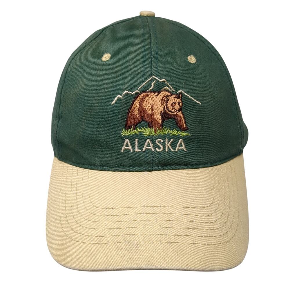 Grizzly Bear Alaska Snapback Cap Green One Size Adjustable Alaska Shirt Company